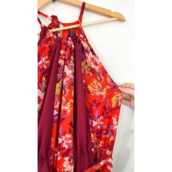 ModCloth Illuminated Elegance Maxi Dress Large Floral Panel Belted Halter Dress - Picture 5 of 9